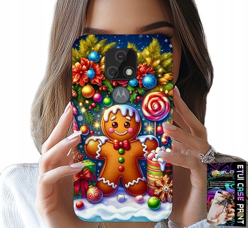 ETUI DO MOTOROLA MOTO E7 PLUS - PIERNIK, CUKIERKOWE WZORY ŚWIĘTA + SZKŁO na Arena.pl