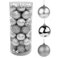 SREBRNE BOMBKI CHOINKOWE MAŁE BOMBKI DO STROIKÓW NA CHOINKĘ 3cm 35szt
