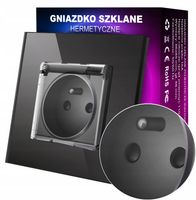 2 x GNIAZDKO SZKLANE POJEDYNCZE WODOODPORNE HERMETYCZNE KONTAKT Z KLAPKĄ IP