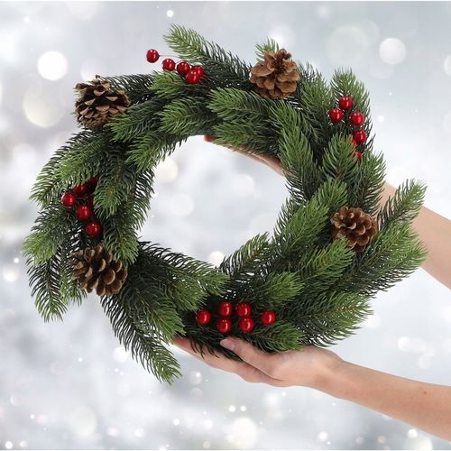 WIANEK ŚWIĄTECZNY STROIK NA DRZWI STÓŁ WIENIEC OZDOBA PREMIUM ŚWIĘTA 45 cm na Arena.pl