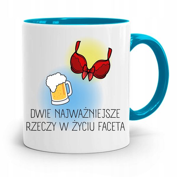 Kubek Błękitny Śmieszny Zabawny Dwie Najważniejsze Z Nadrukiem Ze Zdjęciem zdjęcie 1