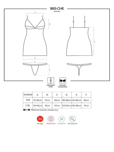 Seksowna Koszulka i Stringi - Obsessive 865-CHE-1 S/M zdjęcie 5
