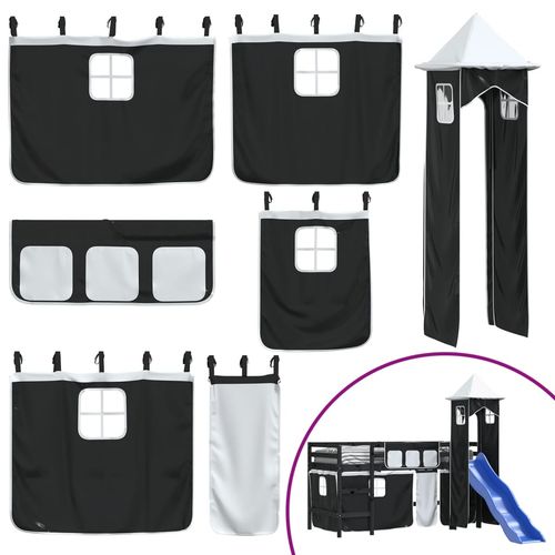 Dziecięce łóżko na antresoli, z wieżą, biało-czarne, 80x200cm na Arena.pl