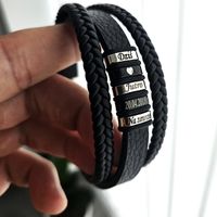Bransoletka męska SKÓRZANA POTRÓJNA z GRAWEREM GRAWER IMIONA DATY PREZENT