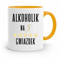 Dla Alkoholika Pijaka Kubek Żółty Na Prezent Z Nadrukiem Ze Zdjęciem