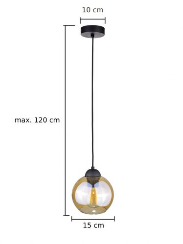 Lampa wisząca 1xE27 AMBRE BLACK na Arena.pl