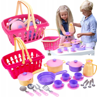 Zestaw Kuchenny W Koszyku Naczynia Garnki Kawowy 4449