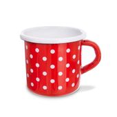 Kubek emaliowany czerwony w grochy TECKA 400 ml