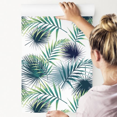 Tapeta Do Jadalni Zielone LIŚCIE Palmowe Natura na Arena.pl