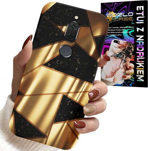 ETUI DO HUAWEI MATE 10 LITE - ZŁOTE ELEGANCKIE WZORY + FOLIA HYDRO na Arena.pl