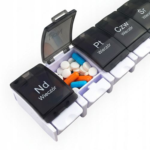 Pudełko na leki organizer kasetka 7 dni rano wieczór 14 przegródek na Arena.pl