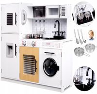 DUŻA KUCHNIA DREWNIANA dla Dzieci EDUKACYJNA INTERAKTYWNA LEDY +AKCESORIA