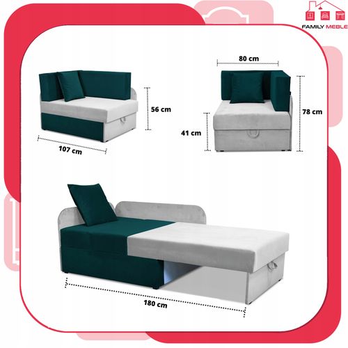 Narożnik dziecięcy Denis Duo rozkładany pojemnik łóżko dzieci materac kubuś na Arena.pl