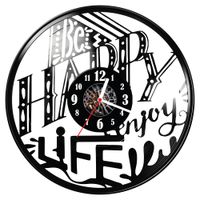 Zegar ścienny z płyty winylowej Be happy enjoy life 1726.14