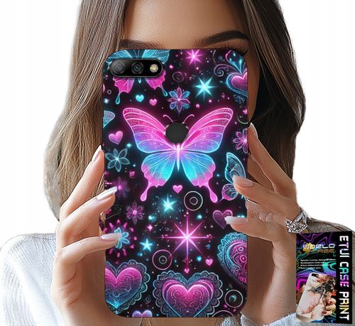 ETUI DO HUAWEI Y7 2018 - KOLOROWY MOTYLEK SERCE MODNE WZORY CASE na Arena.pl