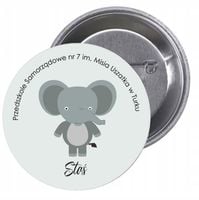 Przypinki buttony PRZEDSZKOLE słoń-twój tekst