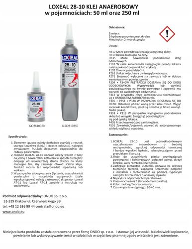 PŁYNNA USZCZELKA USZCZELNIACZ ZŁĄCZY KOŁNIERZOWYCH LOXEAL 28-10 75 ml na Arena.pl