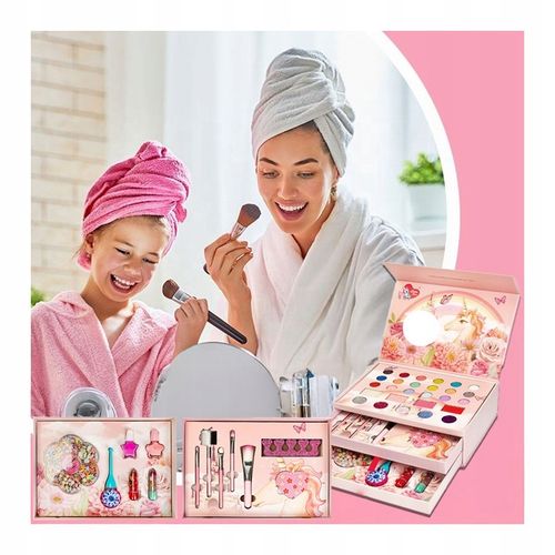 KOSMETYKI DLA DZIECI W SZKATUŁCE JEDNOROŻEC KORALIKI CIENIE LAKIERY KUFEREK na Arena.pl