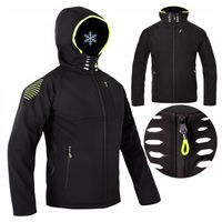 Kurtka męska SOFTSHELL czarna Jesienna Wiosenna przejściowa robocza Kaptur