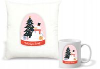 Zestaw PODUSZKA i KUBEK z nadrukiem PREZENT na ŚWIĘTA TWÓJ TEKST GRAFIKA