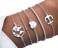 Zestaw bransoletka łańcuszek serce kotwica