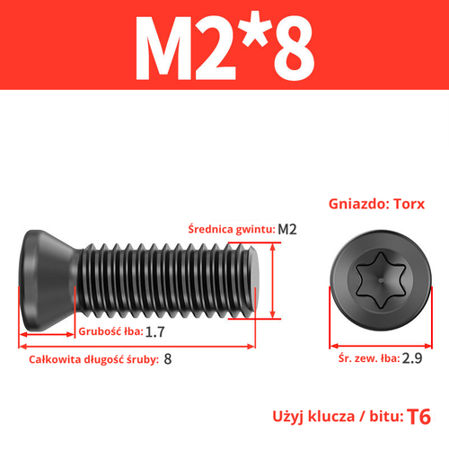 Śruba mocująca TORX Klasa 12.9 Rozmiar: M2x4 na Arena.pl