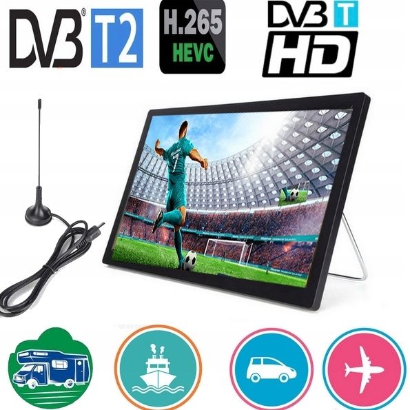 TELEWIZOR PRZENOŚNY 10" 12V/24V/230V DVB-T2 KAMPER zdjęcie 1