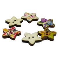 Guziki drewniane 17 mm gwiazda gwiazdka 10 szt.