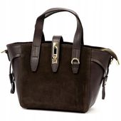 Torebka skórzana zamszowa zamsz LUKA ciemny brąz