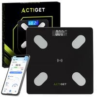 Waga łazienkowa, elektroniczna 180 kg szkło hartowane, LCD, z bluetooth, aplikacją czarna