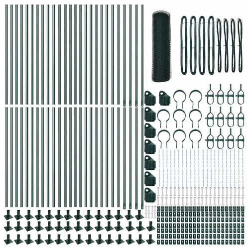 Ogrodzenie z słupkami Zielony 1 x 100 m Stal pokryta PCV na Arena.pl