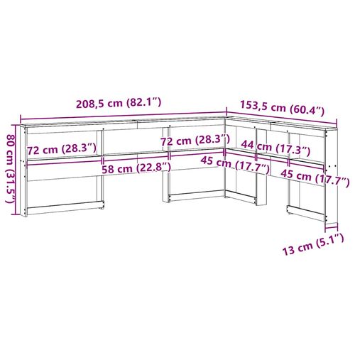 Regał na książki z zagłówkiem 135 cm lite drewno sosnowe na Arena.pl