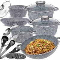 ZESTAW GARNKÓW MARMUROWYCH PATELNIA DUŻY KOMPLET GARNKI INDUKCJA / GAZ