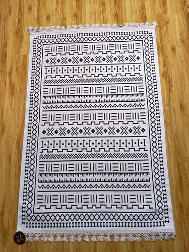 Stylowy dywan 120x180 cm – bawełniany, biały z czarnym wzorem na Arena.pl