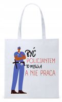 Dla Policjanta Policjantki Torba Eco Biała Shopper Z Nadrukiem Ze Zdjęciem