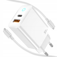 SZYBKA ŁADOWARKA USB-C 30W GaN QUICK CHARGE + KABEL USB-C MOCNA UNIWERSALNA
