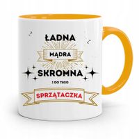 Dla Sprzątaczki Kubek Żółty Na Prezent Urodziny Z Nadrukiem Ze Zdjęciem