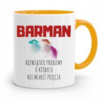 Kubek Żółty Dla Barmana Barman Rozwiązuje Problemy Z Nadrukiem Ze Zdjęciem