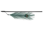 Mocna kolorowa wędka dla kota - zabawka zakończona pawim piórem Trixie 47cm