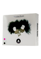 kajdanki śmieszna zabawka kadanki   metallic handcuffs,feather cov.. black