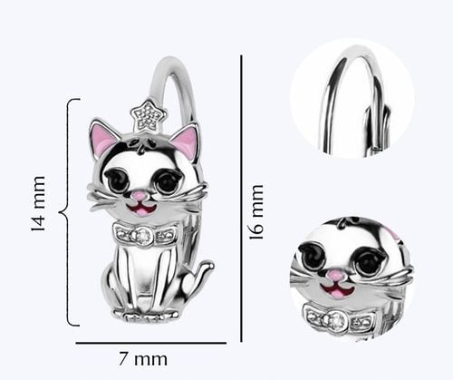 KOLCZYKI SREBRNE 925 DZIECI KOT KOTEK KOTKI ANGIELSKIE ZAPIĘCIE RODOWANE na Arena.pl