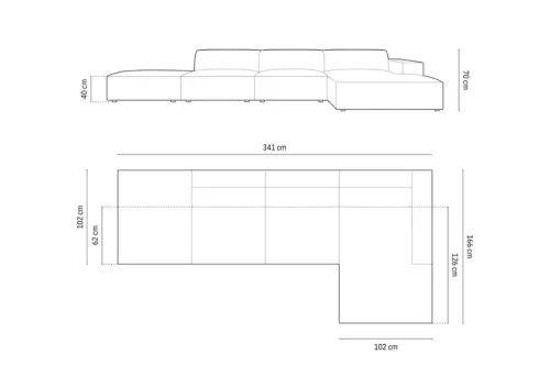 NAROŻNIK PRAWO, SOFA 341/166/70 BEŻ TKANINA STRUKTURALNA JODIE OD MICADONI na Arena.pl