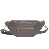 VERA PELLE nerka skórzana saszetka biodrówka V563 ciepła szara