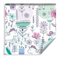 Tapeta ROLKA 10m Dla Dziewczynki - Jednorożce Kwiaty Roślinki