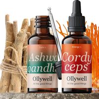 Polska Ashwagandha i Cordyceps Ollywell Krople Silny ekstrakt Adaptogen