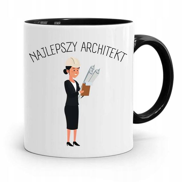 Kubek Czarny Dla Architekta Najlepszy Architekt Z Nadrukiem Ze Zdjęciem zdjęcie 1
