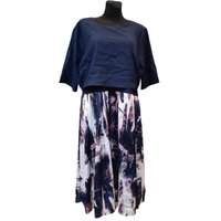 Sukienka Za Kolano Wygodna Stylowa Wytrzymała Granatowy Rozmiar 54