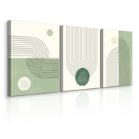 OBRAZY DO SYPIALNI SET ZIELONE WZORY GEOMETRYCZNE ABSTRAKCJA 90cm x 40cm