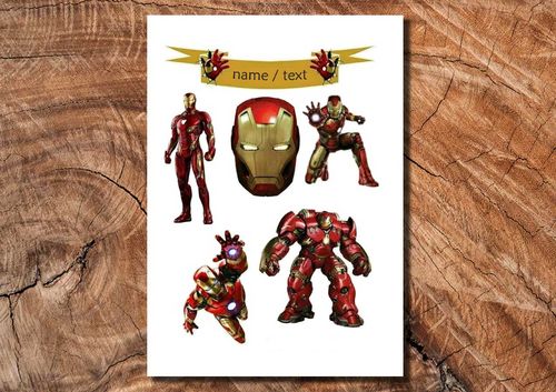 Wydruk cukrowy na tort A4 Iron Man napis DIY na Arena.pl