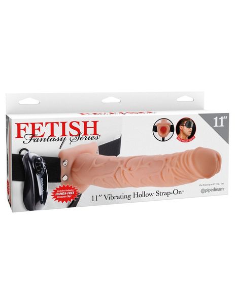 Męska Duża Proteza Penisa Z Wibracją - Fetish 11'' Vibrating Hollow Strap-On zdjęcie 1